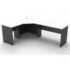Rapid Worker corner workstation 2100mm W x 1500mm W x 600mm D with Natural White Top & Ironstone Base