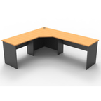 Rapid Worker corner workstation 2100mm W x 1800mm W x 600mm D with Beech Top & Ironstone Base