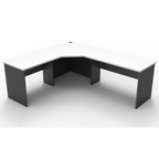 Rapid Worker corner workstation 2100mm W x 1800mm W x 600mm D with Natural White Top & Ironstone Base