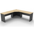 Rapid Worker corner workstation 2100mm W x 2100mm W x 600mm D with Natural Oak Top & Ironstone Base