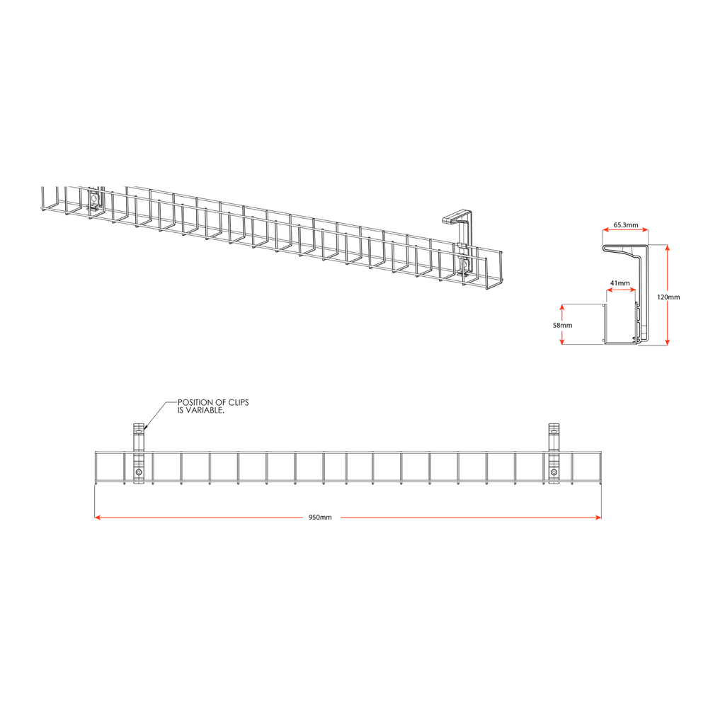 Single Tier Cable Basket Kits - 4 x GPO